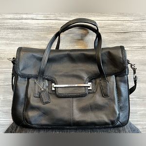 Coach Black Leather Messenger Briefcase Bag. Like New.